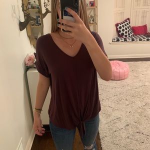 J Roberts maroon front tie tee!